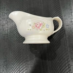 PFALTZGRAFF TEA ROSE GRAVY BOAT 436 Stoneware Floral Pink Rose Blue Flowers